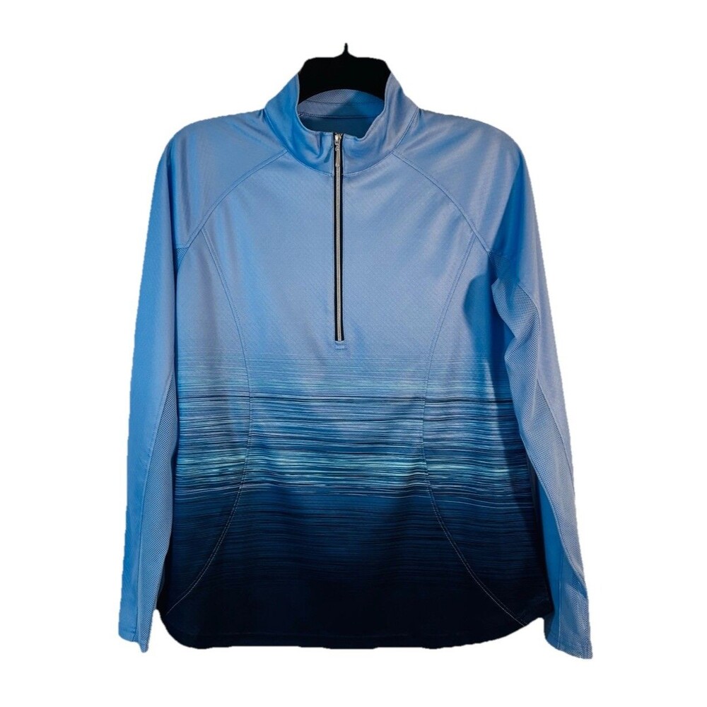 Pebble Beach Dry-Luxe Performance Women’s M 1/4 Zip Mesh Sleeve Pullover Blue